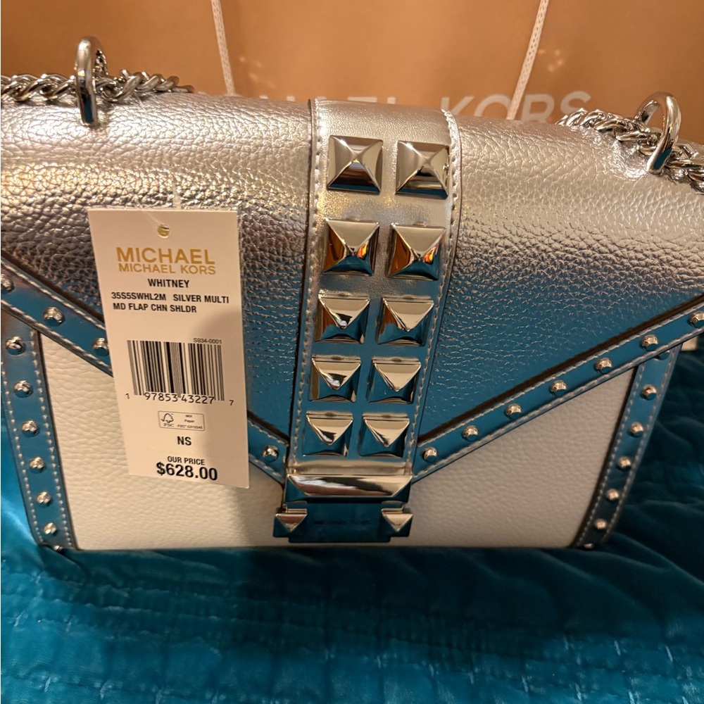 Michael Kors Silver Multi Studded Shoulder Bag